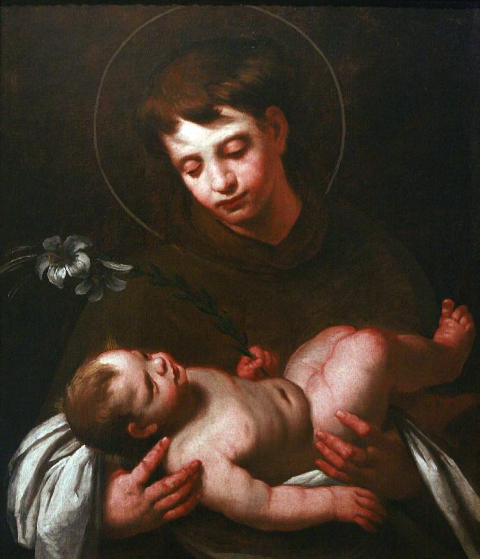 Bernardo Strozzi Saint Antony of Padua holding Baby Jesus Sweden oil painting art